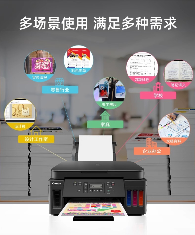 佳能打印机家用小型复印扫描一体机彩色照片手机直连办公连供墨仓