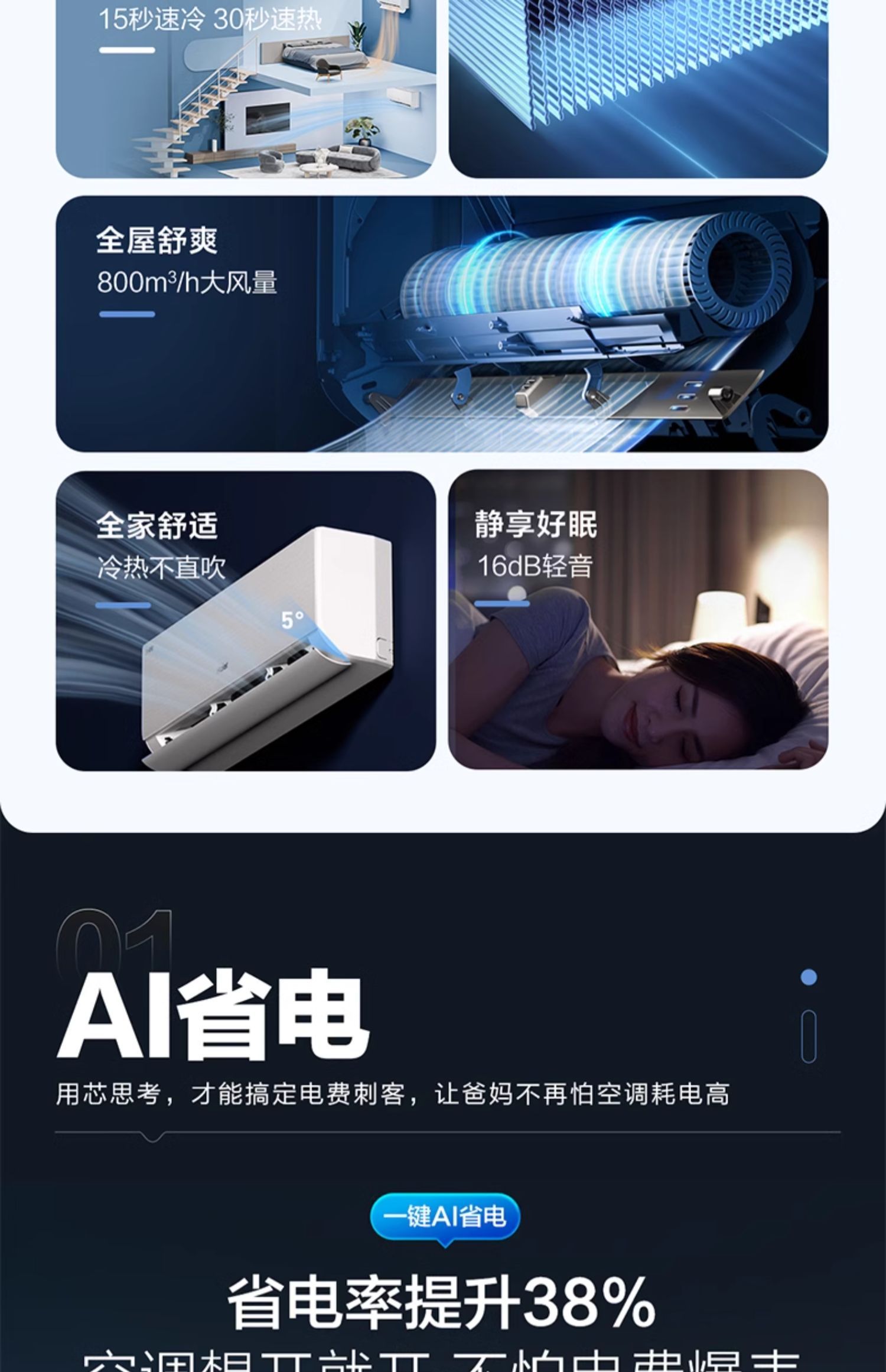 海尔空调1匹1.5匹2P一级能效变频LKG家用卧室挂机净省电LCA旗舰店