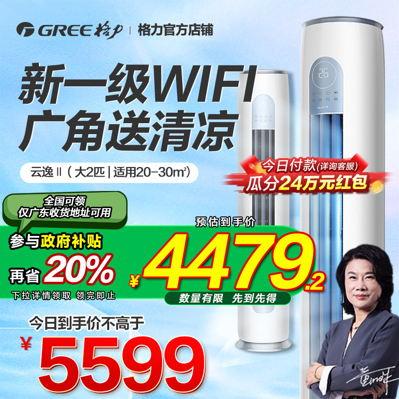 格力空调立式大2匹一级变频冷暖两用客厅柜机官方旗舰店正品云逸