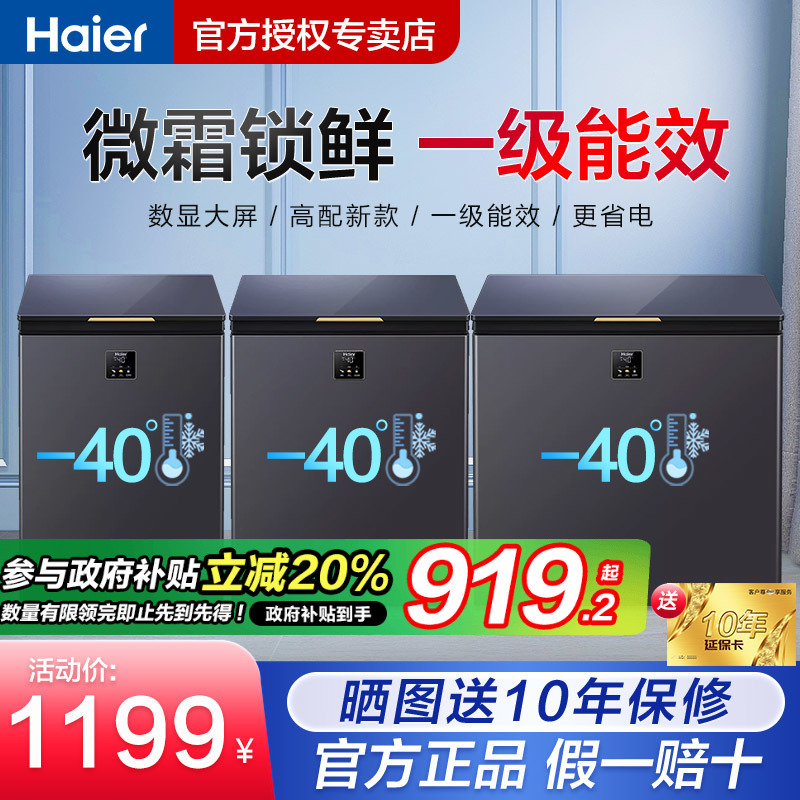 海尔冰柜零下40度速冻100/200L家用小型超低温冷柜全冷冻一级微霜